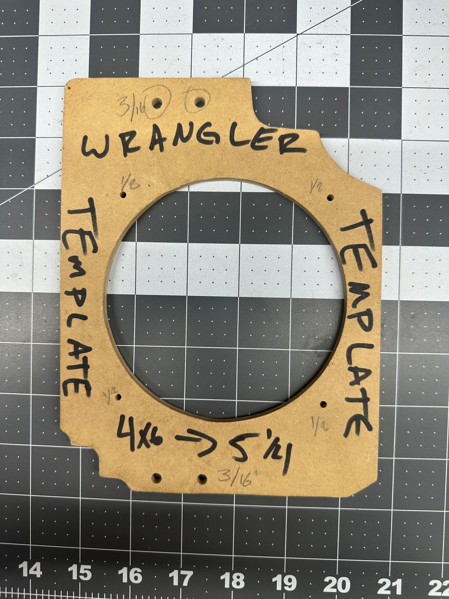 Jeep Wranglet TJ 4x6 to 5 1/4 speaker adapter template